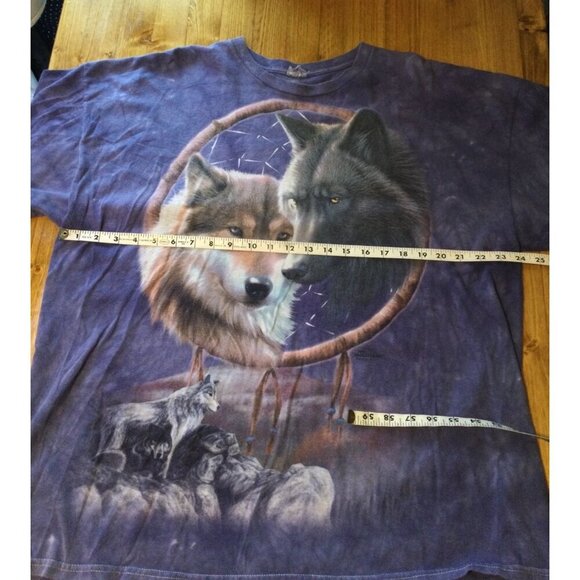 The Mountain Wolf Dreamcatcher Graphic T-Shirt XXL Purple Tie Dye Wolves - Picture 6 of 7